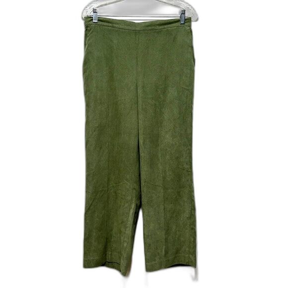 Alfred Dunner Pants 90s Academia Green Office Trousers Slacks Pull On Womens 12P - Picture 2 of 7